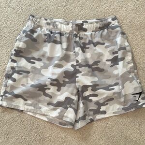 Gymshark Gray and White Athletic Shorts